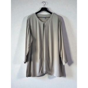 Eileen Fisher 100% Silk Oversized Tunic Top Gray Minimalist L